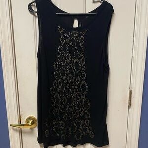 Womens Apt. 9 tank tunic top sleeveless black with gold accents. 
NWT